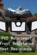 Triple Head LED Solar Motion Sensor Light mounted on exterior wall
Outdoor LED floodlight with adjustable heads and PIR sensor
Weatherproof solar-powered security light for patio and driveway