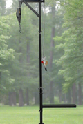 Truck hitch game hoist with gambrel
Heavy-duty 600 lb hoist for field dressing
Adjustable height hunting hoist attached to pickup
Winch hoist rotating 360 degrees with locking pin
Black steel truck hitch hoist for deer and elk
