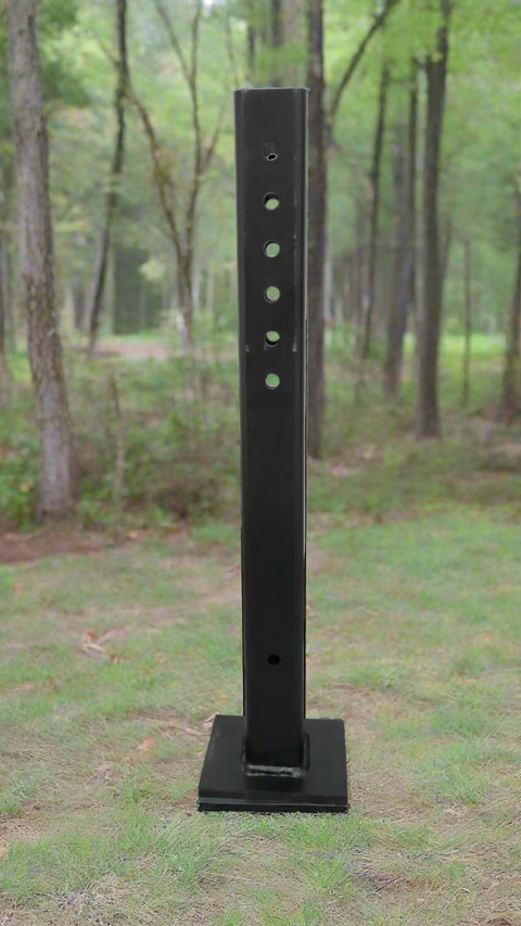 Truck hitch game hoist with gambrel
Heavy-duty 600 lb hoist for field dressing
Adjustable height hunting hoist attached to pickup
Winch hoist rotating 360 degrees with locking pin
Black steel truck hitch hoist for deer and elk