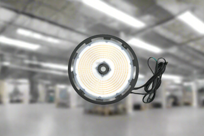 UFO LED High Bay Light with 3 power selectable settings – 240W/190W/140W
Durable aluminum UFO-style commercial LED light fixture
5000K daylight high bay LED ceiling light for warehouses and gyms