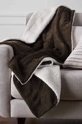 New Ultra Soft Micro Mink Sherpa Throw Blanket – Reversible, Warm & Cozy Fleece Throw for Couch or Bed 920CW - with 50X60 THROW BLANKET CHOCOLATE & WHITE 920CW | Sold by Uncle Wiener's Wholesale