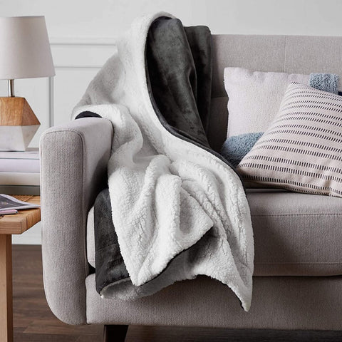 New Ultra Soft Micro Mink Sherpa Throw Blanket – Reversible, Warm & Cozy Fleece Throw for Couch or Bed 920CW - with 50X60 THROW BLANKET GRAY & WHITE 920GW | Sold by Uncle Wiener's Wholesale
