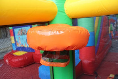 Unicorn inflatable bouncy castle with slide combo for kids
Commercial-grade bounce house with blower and mesh safety walls
Unicorn-themed inflatable play structure with vibrant colors
Side view of vinyl inflatable bouncer and slide unit
Top view of inflatable unicorn castle combo for children’s events