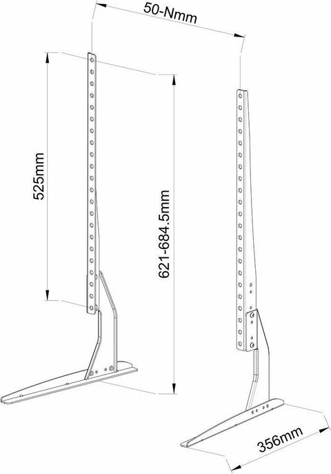 Universal black TV riser stand for 32 to 60 inch TVs
Side view of matte black adjustable TV desk mount
VESA-compatible desk mount for flat-screen TVs
TV stand setup for monitor or entertainment center use
Adjustable height tabletop TV stand with rubber feet