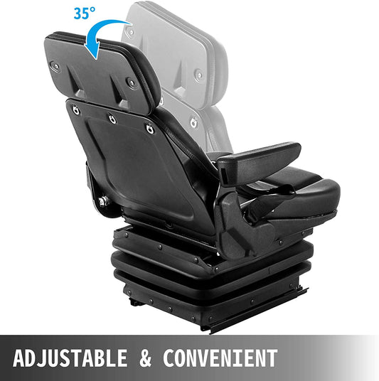 New Universal Forklift & Excavator Seat 1YS29 – Adjustable, Durable PU Leather with Shock Absorber & Seat Belt - with | Sold by Uncle Wiener's Wholesale