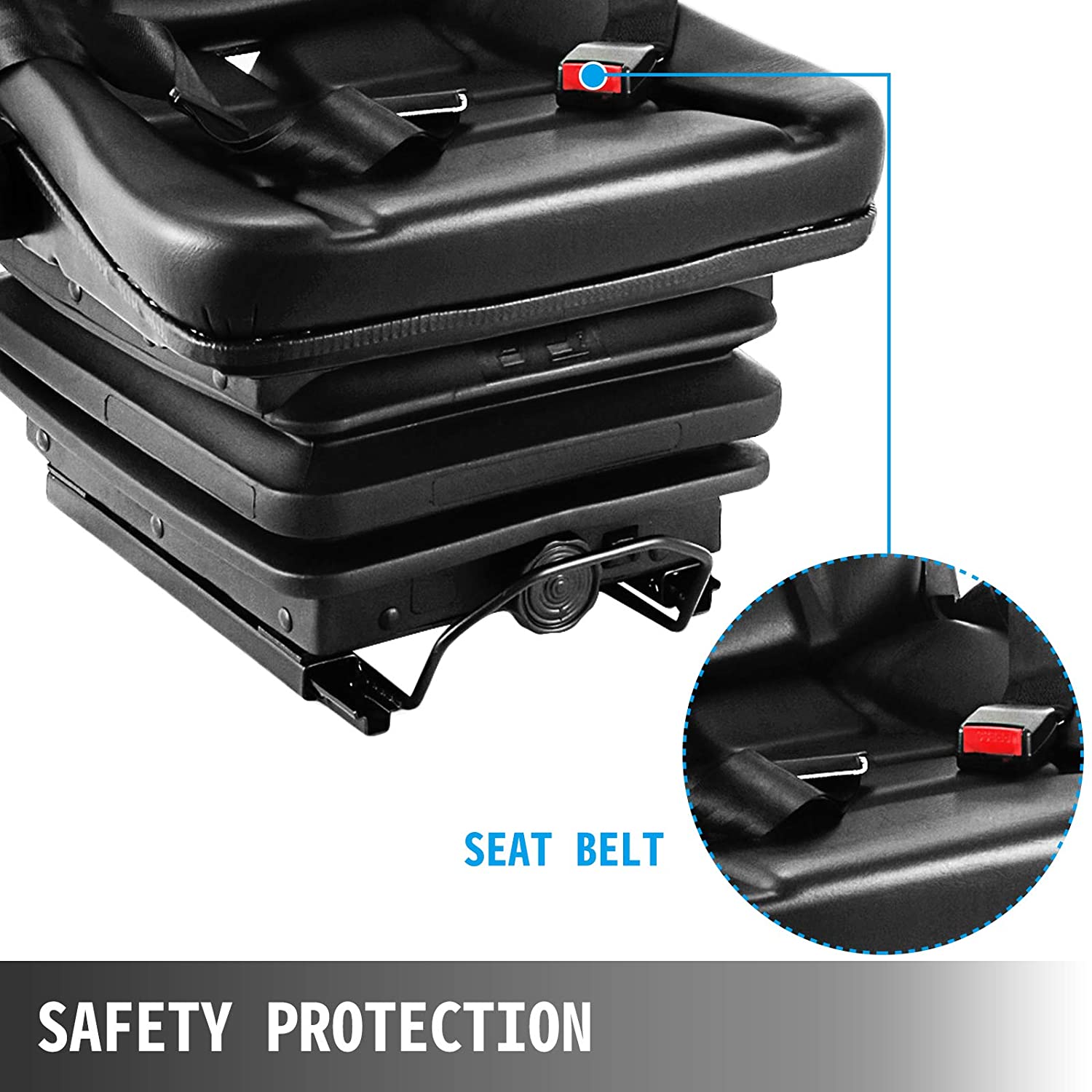New Universal Forklift & Excavator Seat 1YS29 – Adjustable, Durable PU Leather with Shock Absorber & Seat Belt - with | Sold by Uncle Wiener's Wholesale