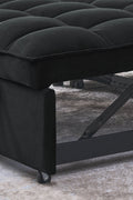 Gray velvet convertible loveseat sofa in living room
Folded-down sleeper position of gray sofa
Black version of the loveseat sofa bed
Close-up of backrest adjustment mechanism
Sofa being transformed from seated to bed mode
Under-seat storage feature view
Both color variants side by side