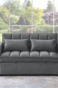 Gray velvet convertible loveseat sofa in living room
Folded-down sleeper position of gray sofa
Black version of the loveseat sofa bed
Close-up of backrest adjustment mechanism
Sofa being transformed from seated to bed mode
Under-seat storage feature view
Both color variants side by side