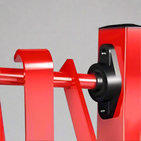 Vertical Chest Press Fitness Machine – Front View – Model LBP1401
LBP1401 Chest Press with Adjustable Seat Height and Red Steel Frame
Close-up of Olympic Plate Holder on Chest Press Machine