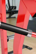 Vertical Chest Press Fitness Machine – Front View – Model LBP1401
LBP1401 Chest Press with Adjustable Seat Height and Red Steel Frame
Close-up of Olympic Plate Holder on Chest Press Machine