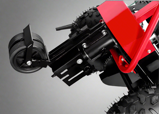 Walk-behind cable laying machine with 196cc engine

Side View: Heavy-duty DRCL65C cable trencher for wire installation

Top View: Commercial-grade wire reel laying machine in red