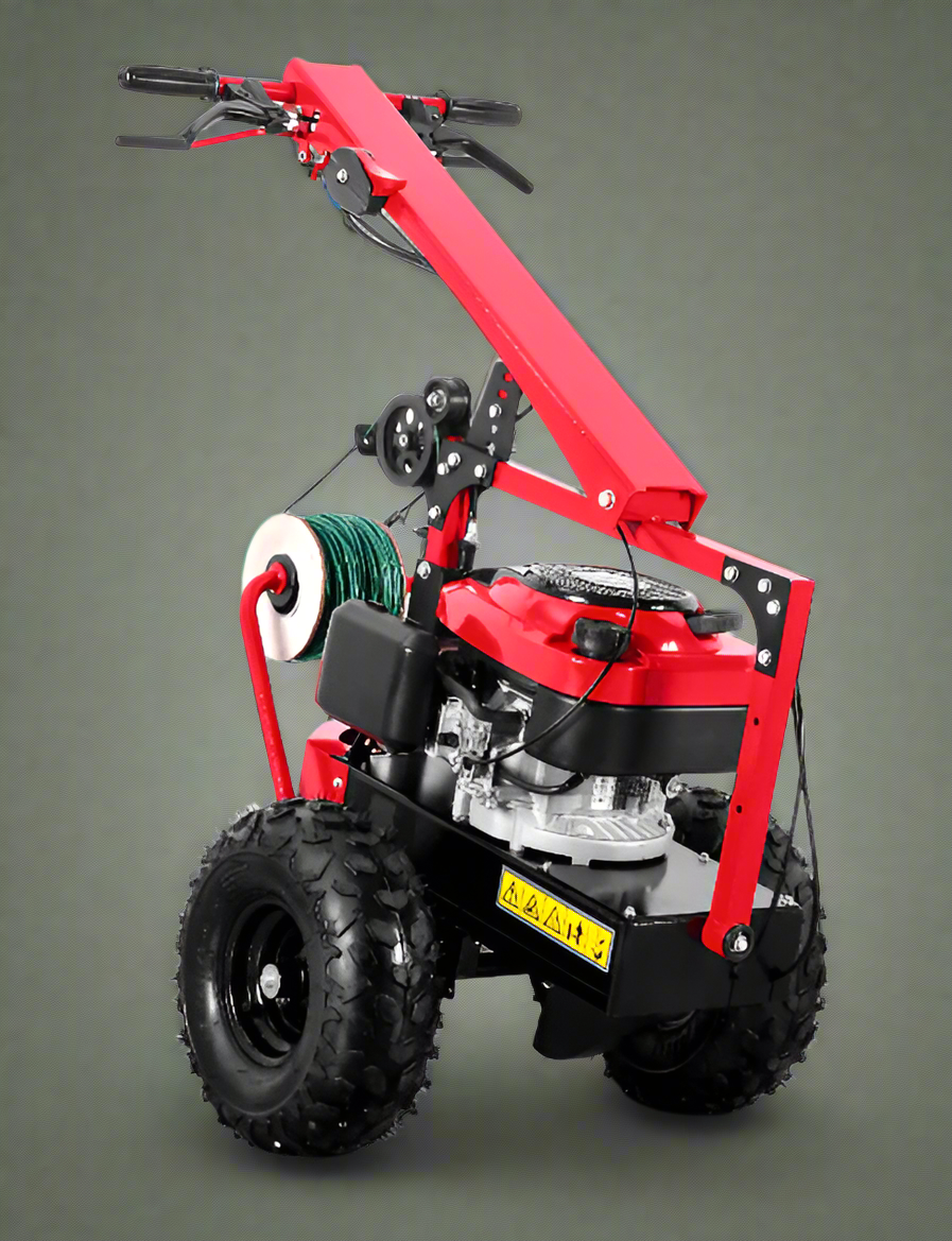 Walk-behind cable laying machine with 196cc engine

Side View: Heavy-duty DRCL65C cable trencher for wire installation

Top View: Commercial-grade wire reel laying machine in red