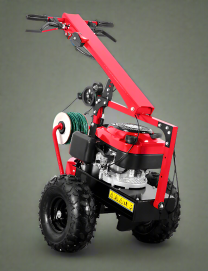 Walk-behind cable laying machine with 196cc engine

Side View: Heavy-duty DRCL65C cable trencher for wire installation

Top View: Commercial-grade wire reel laying machine in red