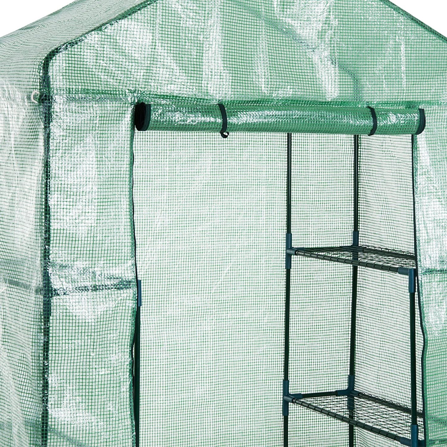 Walk-in roll-up greenhouse with zippered front door
Outdoor greenhouse with wired shelves and green PE cover
Garden greenhouse for patio and balcony setups
Roll-up front entry greenhouse shown outdoors
Compact greenhouse model GC3232 with sturdy shelves
Indoor/outdoor mini greenhouse with UV-resistant cover