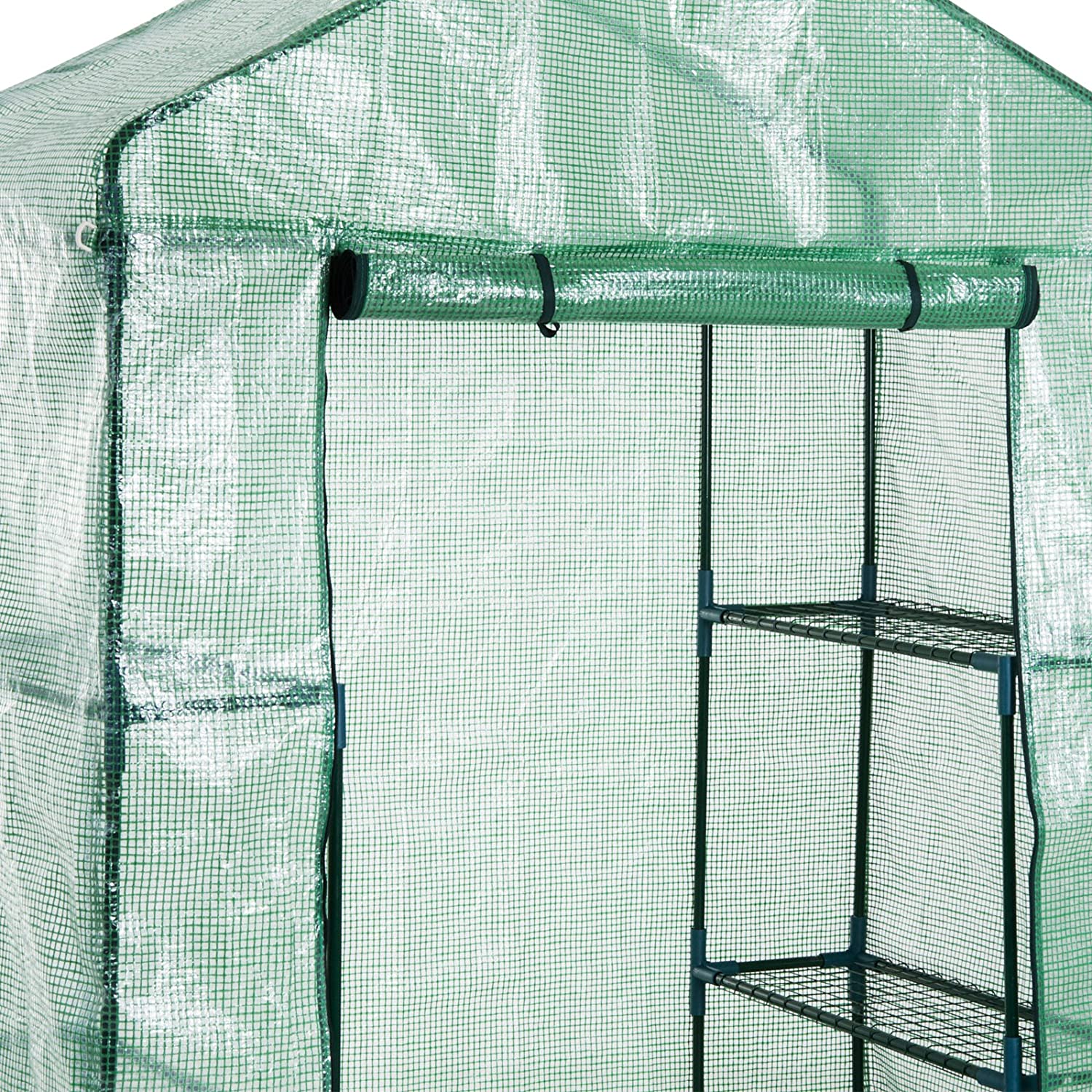 Walk-in roll-up greenhouse with zippered front door
Outdoor greenhouse with wired shelves and green PE cover
Garden greenhouse for patio and balcony setups
Roll-up front entry greenhouse shown outdoors
Compact greenhouse model GC3232 with sturdy shelves
Indoor/outdoor mini greenhouse with UV-resistant cover