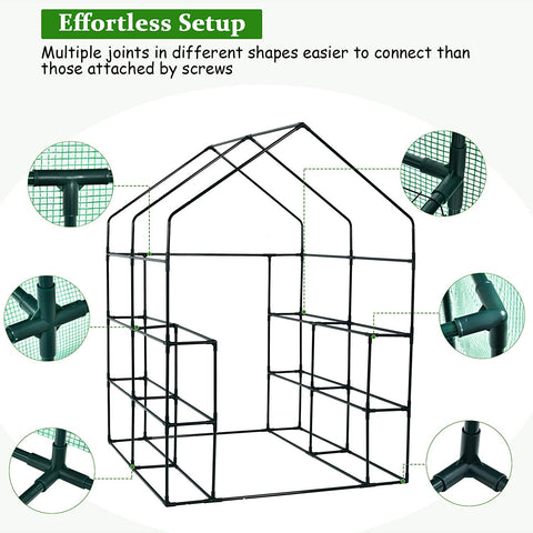 Walk-in roll-up greenhouse with zippered front door
Outdoor greenhouse with wired shelves and green PE cover
Garden greenhouse for patio and balcony setups
Roll-up front entry greenhouse shown outdoors
Compact greenhouse model GC3232 with sturdy shelves
Indoor/outdoor mini greenhouse with UV-resistant cover
