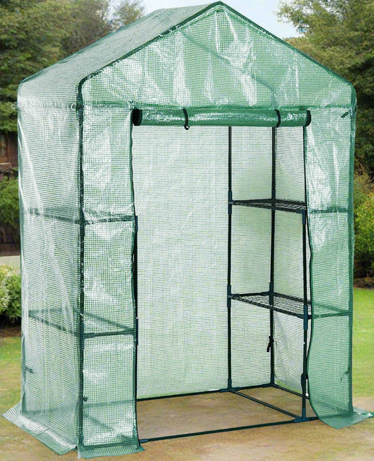 Walk-in roll-up greenhouse with zippered front door
Outdoor greenhouse with wired shelves and green PE cover
Garden greenhouse for patio and balcony setups
Roll-up front entry greenhouse shown outdoors
Compact greenhouse model GC3232 with sturdy shelves
Indoor/outdoor mini greenhouse with UV-resistant cover