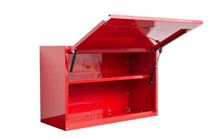 New Wall Mounted Flip Up Open Tool Box Cabinet – Heavy Duty Storage Organizer for Garage & Workshop 445471 - Hand Tools with Red | Sold by Uncle Wiener's Wholesale