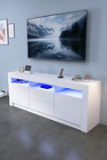 New White High Gloss LED TV Stand Cabinet – Modern Media Console with Storage TS045 - with | Sold by Uncle Wiener's Wholesale