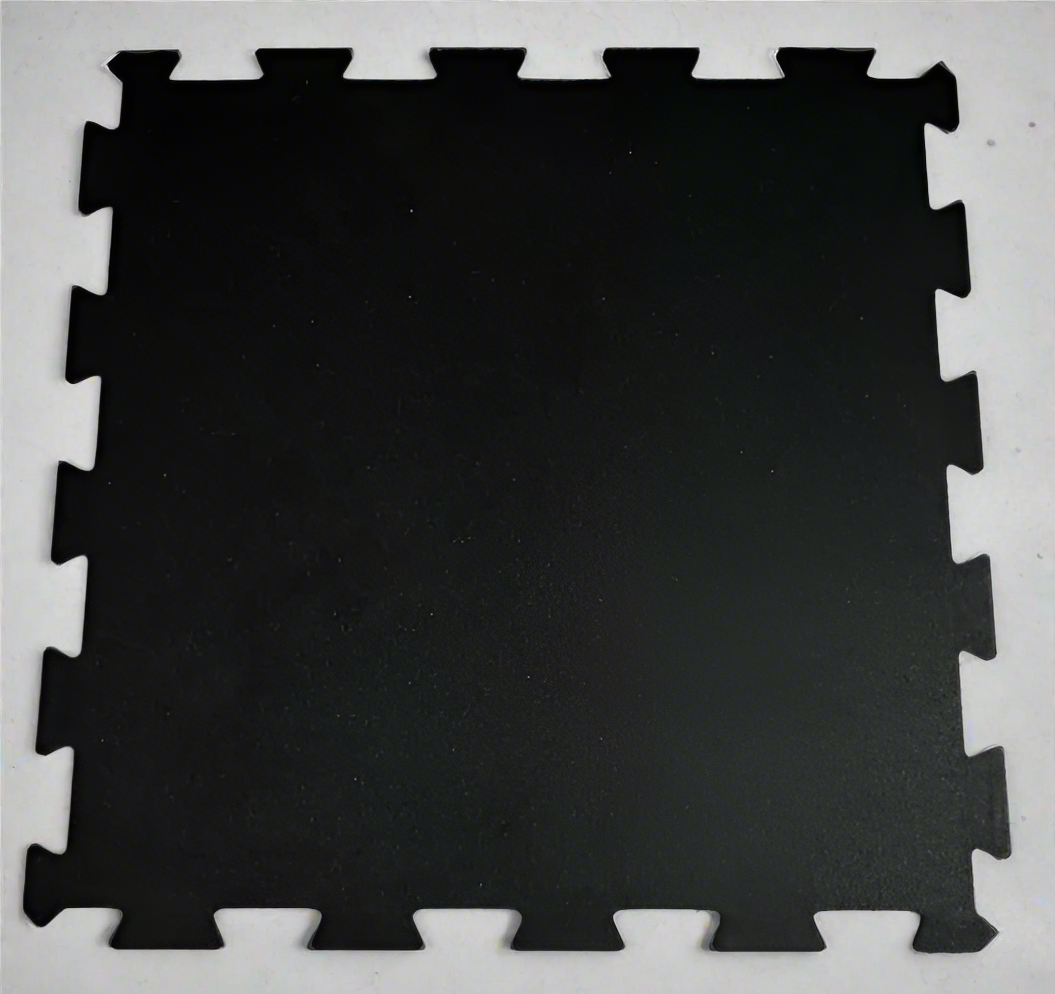 New White Speck Interlocking Thick Rubber Gym Floor Tiles | Heavy - Duty Fitness & Workout Flooring - with (20) Solid Black 10mm (53.81 sq) 812825 | Sold by Uncle Wiener's Wholesale