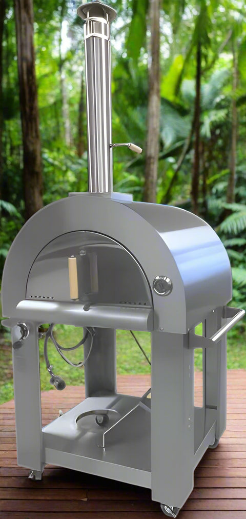 NEW WOOD & GAS PIZZA OVEN STAINLESS STEEL 35000 BTU HPO03SH - with | Sold by Uncle Wiener's Wholesale