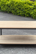 Minimalist wood grain coffee table in a living room setting
Side view of coffee table with black metal frame
Open shelf coffee table for modern homes
Neutral-toned coffee table with sturdy build
Lifestyle photo of coa ffee table with décor accessories