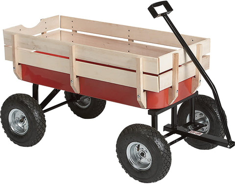 New Wood Kids Wagon Wheel Garden Cart with Removable Wooden Panels – 330 lbs Capacity | SKU: TC4201 - with | Sold by Uncle Wiener's Wholesale