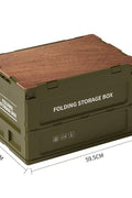 Side view of green resin organizer box with wood surface
Heavy-duty green resin box with wood lid for indoor outdoor use