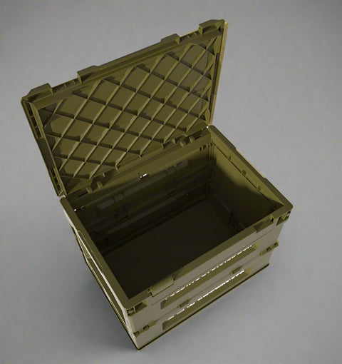 Multi-access collapsible storage box open top view