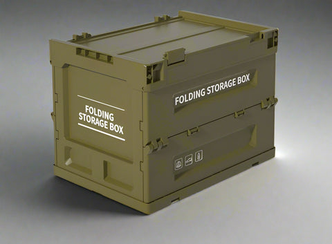 Heavy-duty resin storage chest with wooden lid closed view