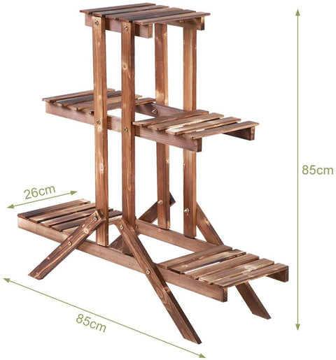 Wooden 3-tier plant stand with brown finish for indoor outdoor use

Rustic vertical flower shelf with pinewood construction

Multi-level wooden plant holder for patio or balcony display

Tiered plant display stand with decorative potted flowers

Compact and stylish garden plant rack made of wood