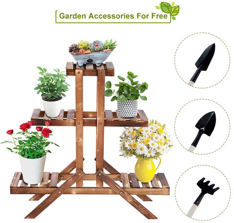 Wooden 3-tier plant stand with brown finish for indoor outdoor use

Rustic vertical flower shelf with pinewood construction

Multi-level wooden plant holder for patio or balcony display

Tiered plant display stand with decorative potted flowers

Compact and stylish garden plant rack made of wood