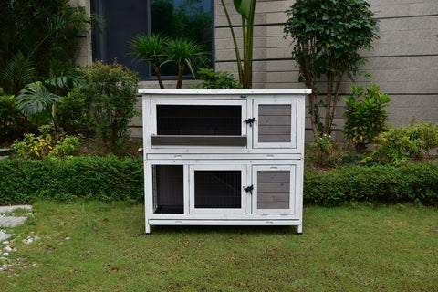 Outdoor Wooden Rabbit Hutch Two-Story Design - Front View

Weatherproof Bunny Cage with Ramp - Side View

Wooden Small Animal Hutch for Outdoor Use

Spacious 2-Story Rabbit Hutch for Backyard

Secure Bunny Cage with Easy Access Doors and Removable Trays