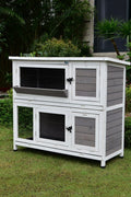 Outdoor Wooden Rabbit Hutch Two-Story Design - Front View

Weatherproof Bunny Cage with Ramp - Side View

Wooden Small Animal Hutch for Outdoor Use

Spacious 2-Story Rabbit Hutch for Backyard

Secure Bunny Cage with Easy Access Doors and Removable Trays