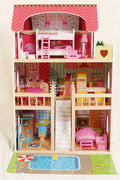 New Wooden Dollhouse with 15 - Piece Furniture Set – Kids Playhouse Toy for Girls & Boys D06036 - with | Sold by Uncle Wiener's Wholesale