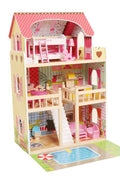 New Wooden Dollhouse with 15 - Piece Furniture Set – Kids Playhouse Toy for Girls & Boys D06036 - with | Sold by Uncle Wiener's Wholesale
