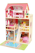 New Wooden Dollhouse with 15 - Piece Furniture Set – Kids Playhouse Toy for Girls & Boys D06036 - with | Sold by Uncle Wiener's Wholesale