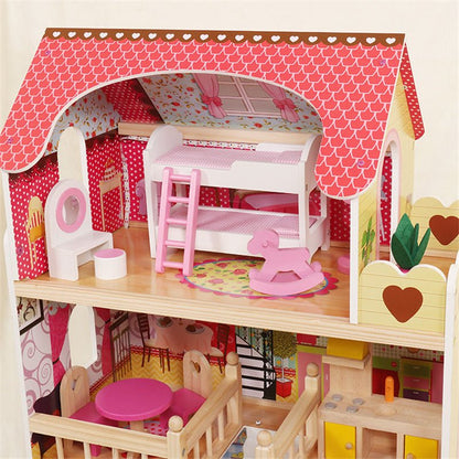 New Wooden Dollhouse with 15 - Piece Furniture Set – Kids Playhouse Toy for Girls & Boys D06036 - with | Sold by Uncle Wiener's Wholesale