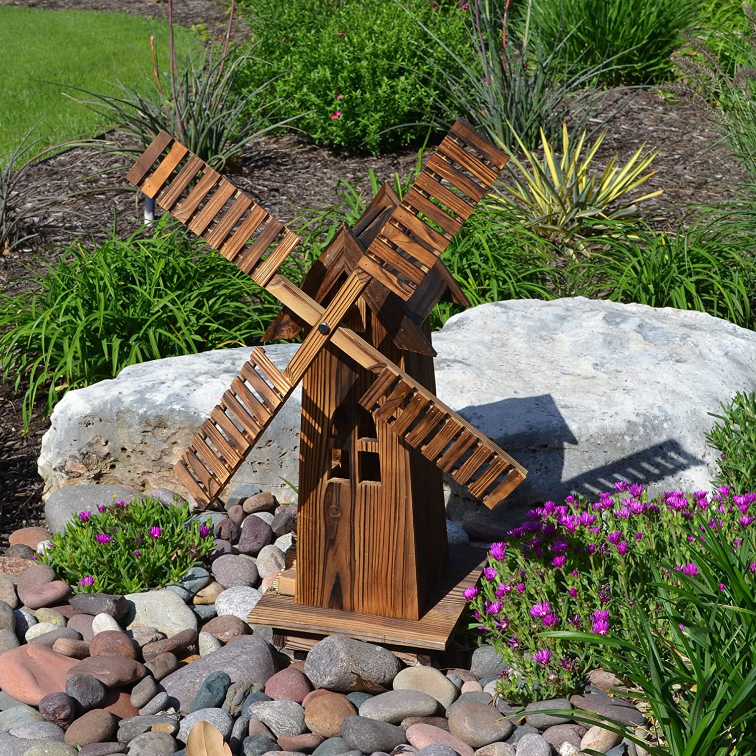 NEW Wooden Dutch Windmill Garden Decoration 11272022 – Rustic Outdoor Decor - with | Sold by Uncle Wiener's Wholesale