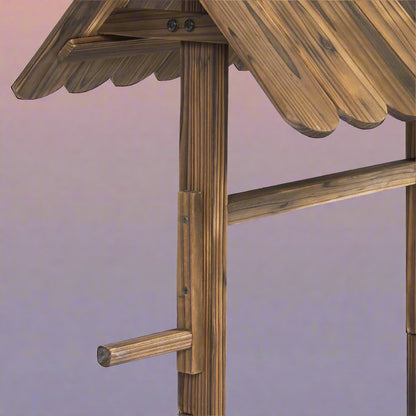 Rustic wooden wishing well planter for outdoor garden

Bucket planter for backyard flowers and herbs

Decorative fir wood flower pot with roof

Weather-resistant outdoor planter for lawn

Vintage-style wooden flower planter with rope bucket

