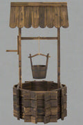 Rustic wooden wishing well planter for outdoor garden

Bucket planter for backyard flowers and herbs

Decorative fir wood flower pot with roof

Weather-resistant outdoor planter for lawn

Vintage-style wooden flower planter with rope bucket

