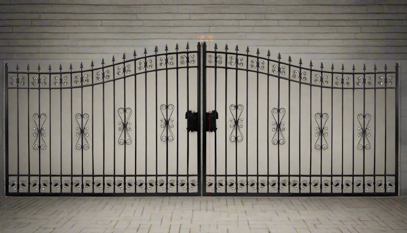 Wrought Iron Black Driveway Gate Set

Decorative Iron Entry Gates for Farm and Ranch

Durable Wrought Iron Gates – Deer Design

Heavy-Duty Black Iron Gates for Estate Entrance

Tree of Life Wrought Iron Entry Gate Design