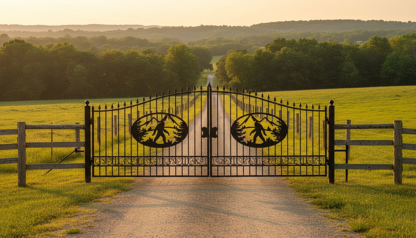 Wrought Iron Black Driveway Gate Set

Decorative Iron Entry Gates for Farm and Ranch

Durable Wrought Iron Gates – Deer Design

Heavy-Duty Black Iron Gates for Estate Entrance

Tree of Life Wrought Iron Entry Gate Design