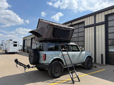 New X3 Hard Shell Rooftop Tent | 2–3 Person Aluminum Car Top Shelter w/ LED Light & Ladder X3RTT01 - with | Sold by Uncle Wiener's Wholesale