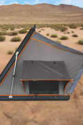 X3 rooftop tent fully opened with ladder
Closed X3 hard shell rooftop tent on SUV
Interior view of X3 rooftop tent
Overland-ready rooftop tent with LED lighting
Rooftop camping shelter mounted on vehicle