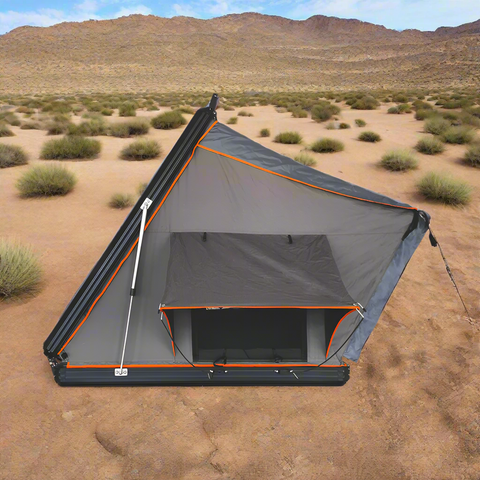 X3 rooftop tent fully opened with ladder
Closed X3 hard shell rooftop tent on SUV
Interior view of X3 rooftop tent
Overland-ready rooftop tent with LED lighting
Rooftop camping shelter mounted on vehicle
