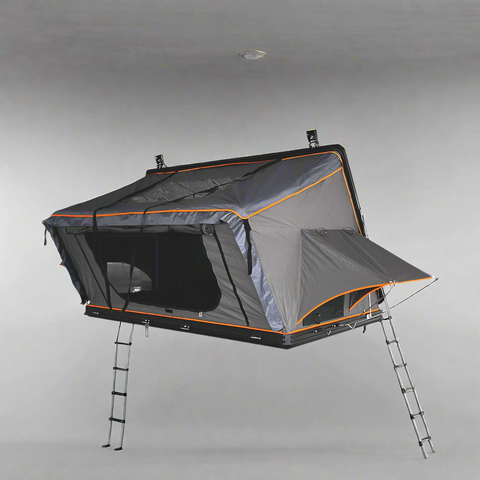 X3 rooftop tent fully opened with ladder
Closed X3 hard shell rooftop tent on SUV
Interior view of X3 rooftop tent
Overland-ready rooftop tent with LED lighting
Rooftop camping shelter mounted on vehicle