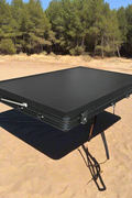 X3 rooftop tent fully opened with ladder
Closed X3 hard shell rooftop tent on SUV
Interior view of X3 rooftop tent
Overland-ready rooftop tent with LED lighting
Rooftop camping shelter mounted on vehicle