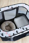 XL foldable dog crate with mesh windows and roll-up door
Portable pet house crate with removable top skylight
Indoor and outdoor soft pet kennel setup
Folded dog crate for easy storage and travel
Cat and dog resting in mesh pet crate