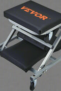 2-in-1 folding mechanic creeper seat and rolling garage stool with padded seat